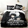 Black Butler 3pc set Perfect for bedroom use Comfortable bedding set includes a duvet cover and two pillowcases Ideal birthday or Christmas gift