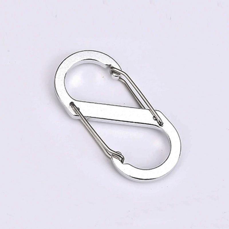 

Dual Wire Gate Snap Hook Aluminum Alloy Hook 8 Assorted Color Double Sided Clips Keychain for Camping Fishing Hiking S срібний