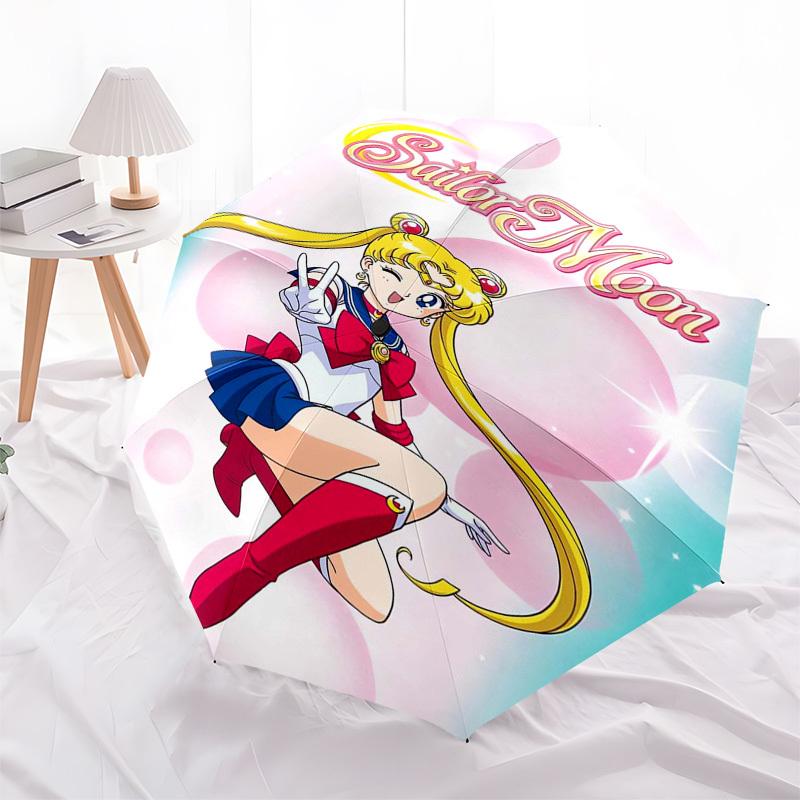 Sailor Moon, anime Themed Automatic Opening and Closing Umbrella, Compact Travel Umbrella, Lightweight and Portable, Suitable for Beach Comm