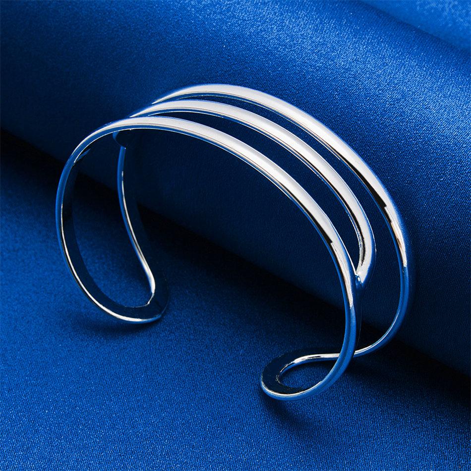 Elegant 925 Sterling Silver Opening Exquisite Multi-layer Bracelet for Women's Fashion Parties and Wedding Accessories