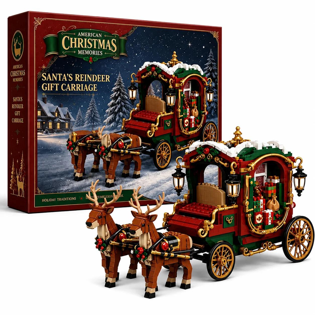 Kerst Bouwstenen Kerstman Rendier Kar Model Speelgoed DIY Assemblage Bakstenen Set Voor Volwassenen Vakantie Cadeau Decor