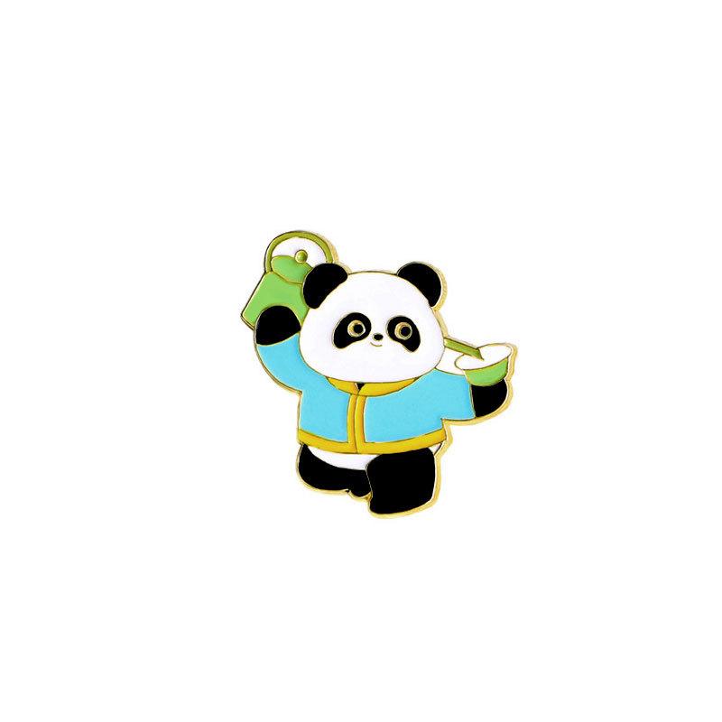 Zinc Alloy Enamel Dropping Brooch, Cute Cartoon Lucky Panda Snake Pattern 2025 Year of the Snake, New Year Festival Decorative Lapel Pin Badge