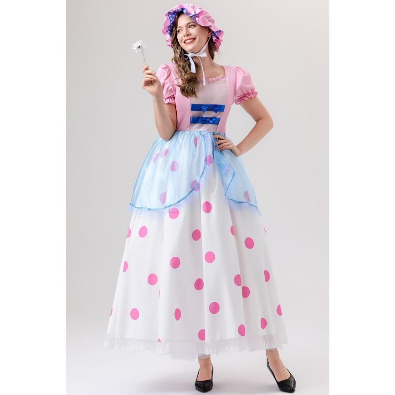 Parent-child Children's Clothing, 61 Animation Cartoon Powder Polka Dot Princess Performance Clothing Shepherd Girl