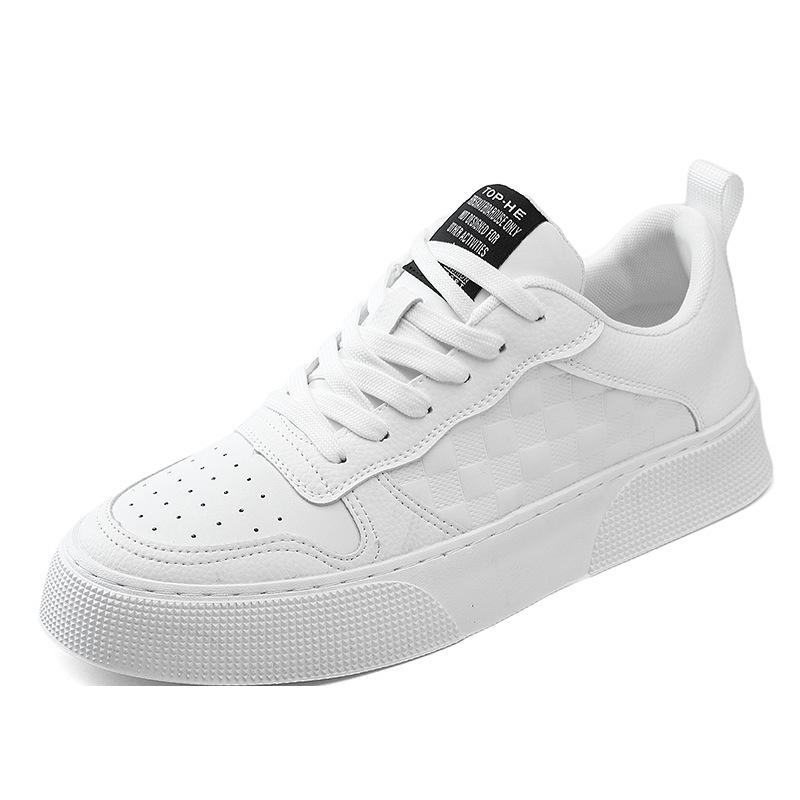 2024 Men's Trendy Korean Style White Sneakers: Versatile, Wear-Resistant, Casual Sports Shoes for Spring
