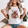 Rural Garden Barn Birds Floral Womens T-Shirt Nature Vintage Tee