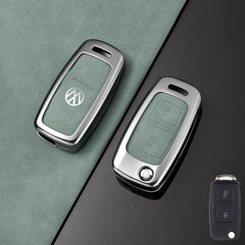 

2025 Hot Zinc Alloy Leather Car Smart Key Case Cover Shell Fob Holder for VW Volkswagen MK4 Bora Golf 4 5 6 Jetta Passat Polo Bo