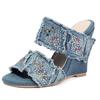 Fashion Design Women Sandals Open Toe Wedges 11cm Slip on Mules Crystal Plus Size 44 45 46 Leisure Daily Female Shoes