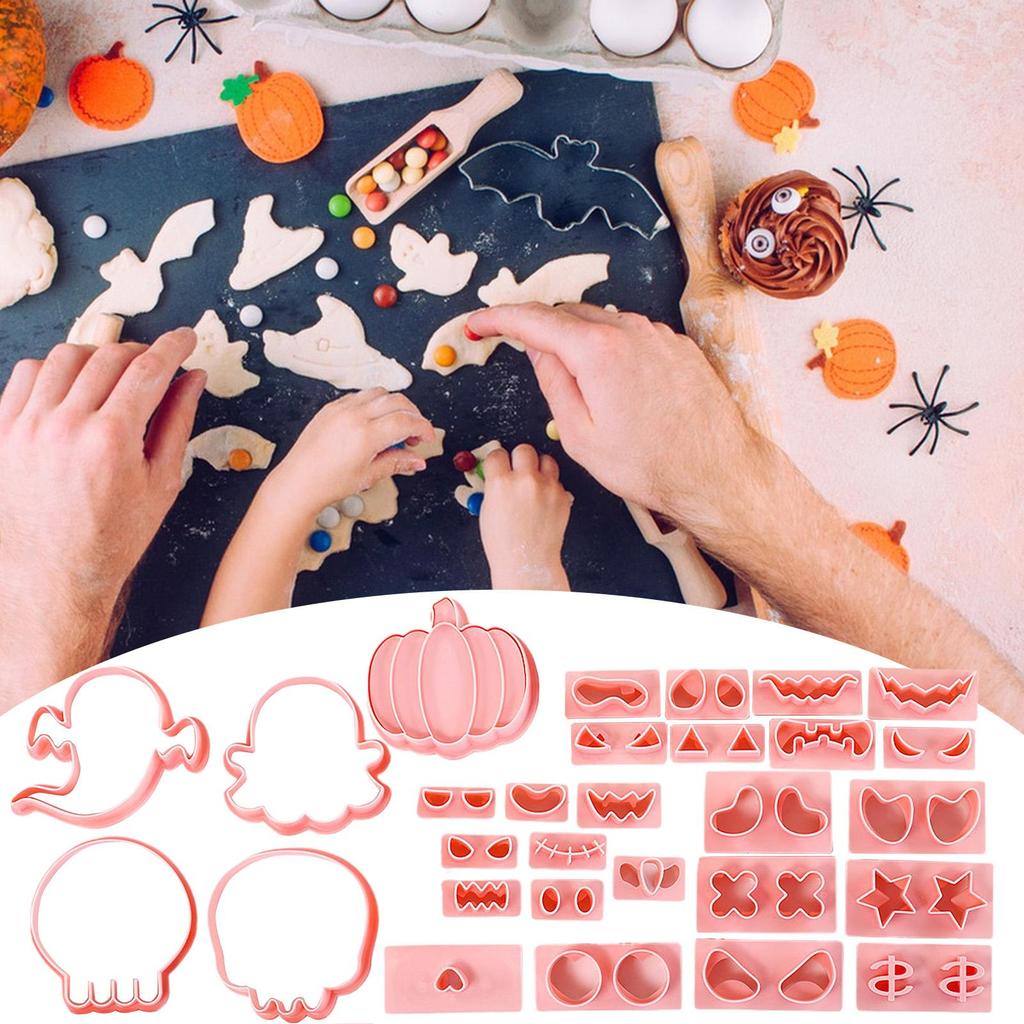 30 Pieces Cartoon Halloween Cookie Molds Large Pumpkin Ghost Skull Cookie Baking Tool Safe Gadget Supplies Decorating Tools