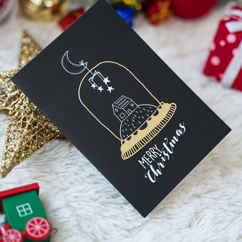 Muguang Black Exquisite Hot Stamping Creative Christmas Thank You Greeting Card with Envelope