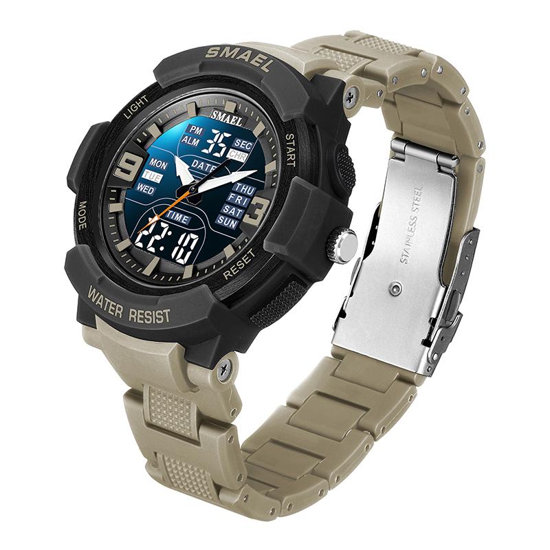 Herre Militærklokke Nye moteklokker Quartz Armbåndsur Herre 50m vanntett sportsklokke Digital Shock Army Watch
