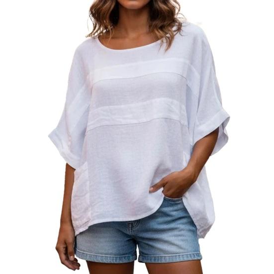 

Women’s O Neck Shirt Soft Breathable Tops Regular Fit Dolman Sleeve Top Casual Loose Fit Blouse Summer Spring Shirt Perfect for Work Party Date S белый