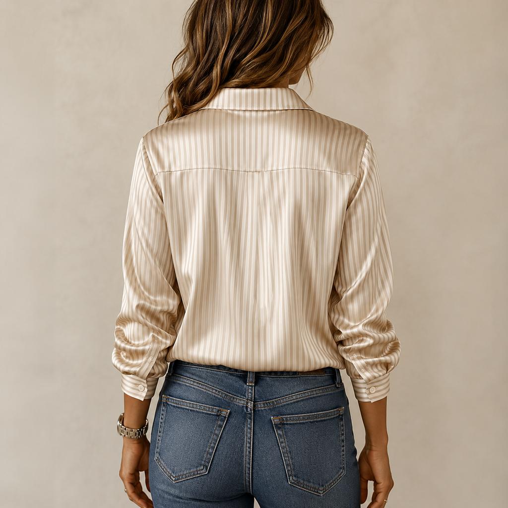 Women's Casual Long Sleeve Lapel Collar Shirt Fit for Everyday Wear