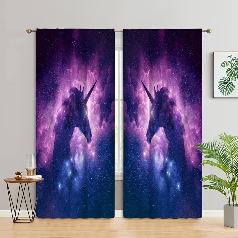 Colorful Unicorn Horse Mermaid Girl Children Window Curtain Blinds Living Room Kids Bedroom Kitchen Door Home Decor Bathroom2Pcs
