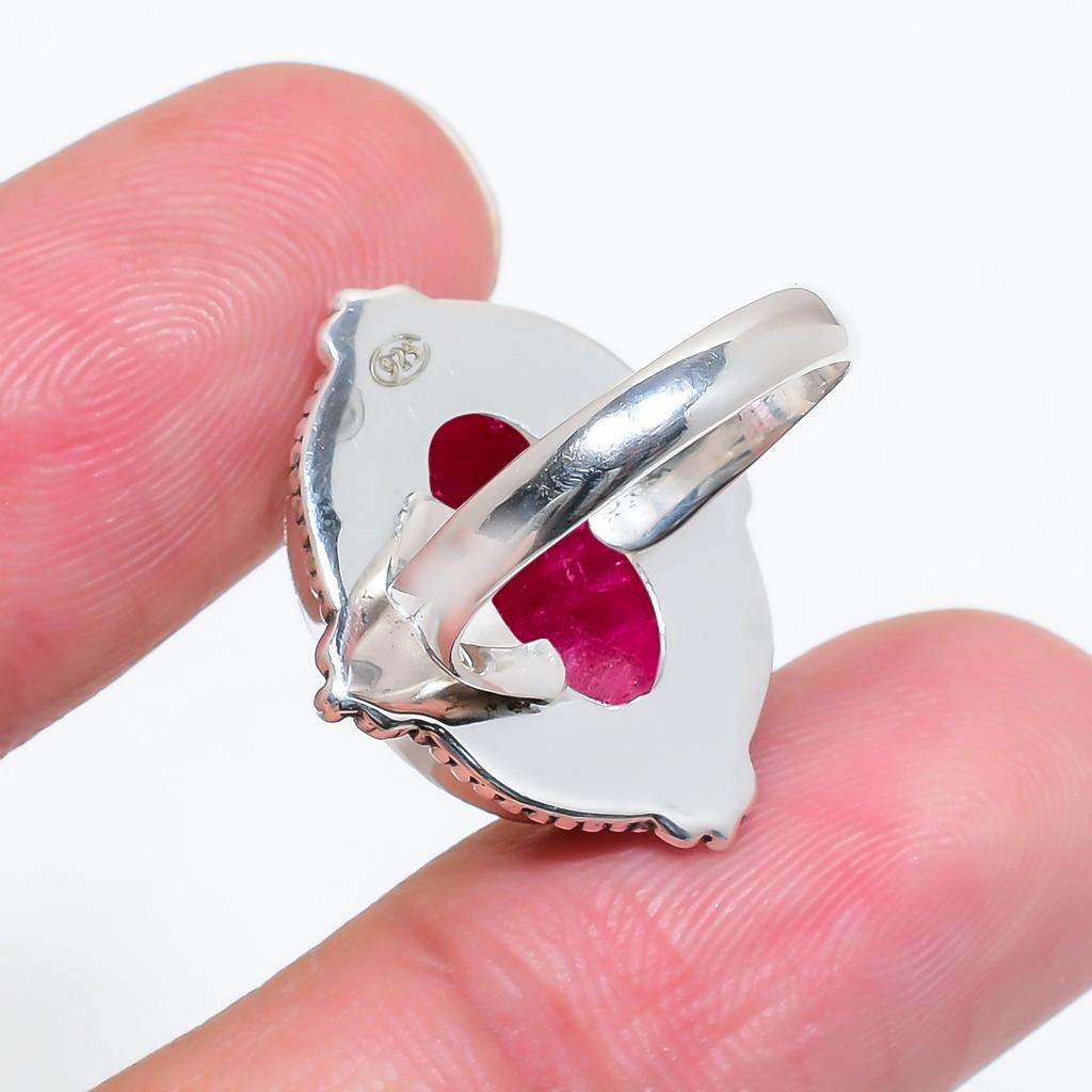 Ruby - Dyed Quartz 925 Sterling Silver Ring V4554, Red Ring, Oval Ring, Valentin's Day Gift, Gift For Her, Birthday Gift, Handmade Jewelry, Silver Jew