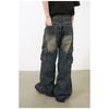 Long Trousers Versatile Washed Multi-pocket Design Sense of Work Jeans Men Senior Sense Pants