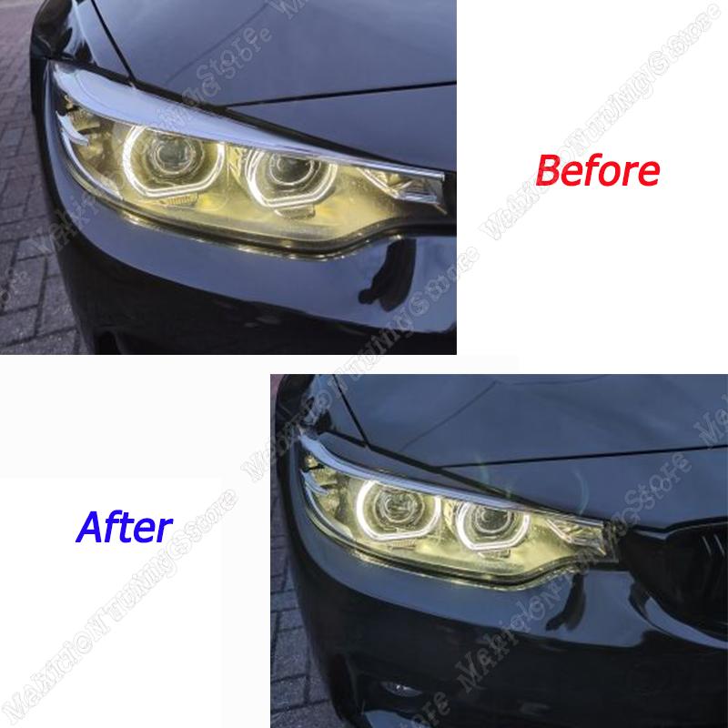 1 Pair Car Gloss Black Headlights Eyebrow Eyelids Trim For BMW 4 Series F32 F33 F36 M4 420d 420i 425d 430i 435i 440i 2013-2021