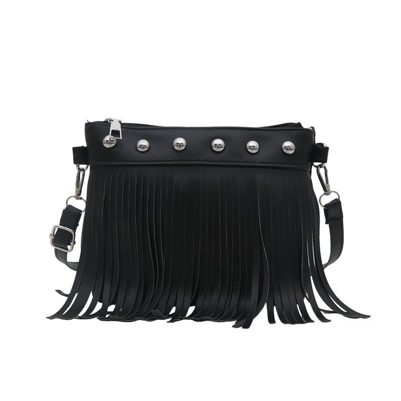 Miss.mini Large Capacity Fringed Bag Women's Summer New Solid Color Personalized Fashion Shoulder Messenger Bag