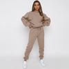 Europe, America, autumn and winter solid color round neck pullover trousers women's clothing, fashionable casual long-sleeved sweater set, spot