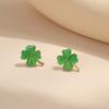 Simple Cat's Eye Stone Ear Stud Sweet Friendship Earrings Creative Four-leaf Clover Earrings  Girl