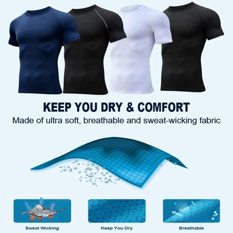Gojo Print Compression Shirt for Men Sporty Athletic Quick Dry Tshirt Tops Gym Workout Running Baselayers Undershirts Rash Guard