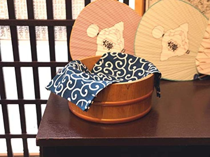 Dyeing Anbo Hand Towel Navy Authentic Dyed Cotton Tokuoka Made In Japan 35cm X 100cm "Arabesque Blue" 100%