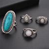 8PCS/Set Bohemian Women Silver Turquoise Finger Rings Opal  Rings Wedding Gift
