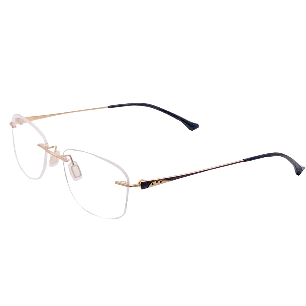 

RSINC Rimless frame/eyeglass/Spectacle, Optical, Prescription, For Men And Women, Golden-Black- BR-2 N1 TE-E95I-YQ5L