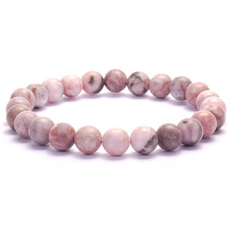 New European & American Style Cross Bracelet, 8MM Natural Stone Beaded Fashion Accessory
