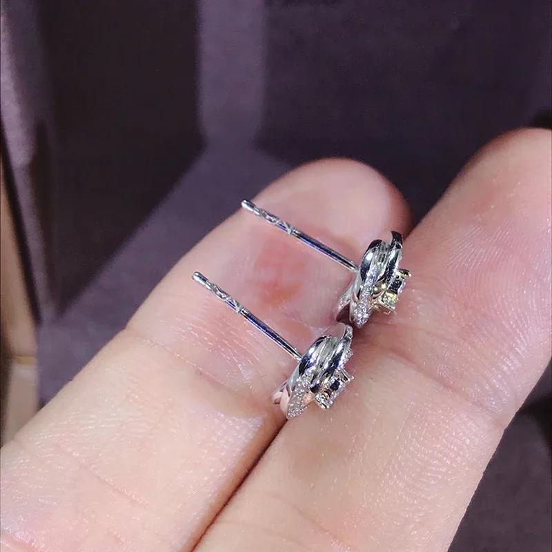 New Trendy Unique Rose Designed Stud Earrings for Women Shiny Cubic Zirconia Ear Accessories Aesthetic Wedding Jewelry