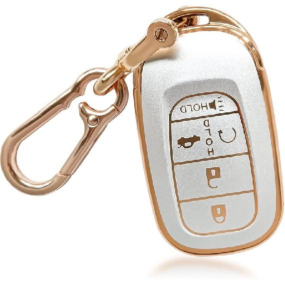 Car Key Fob Cover for Honda 2022 2023 2024 2025 Civic CR-V XR-V with Bling Bracelet Silicone Bead Diamond Key Chain