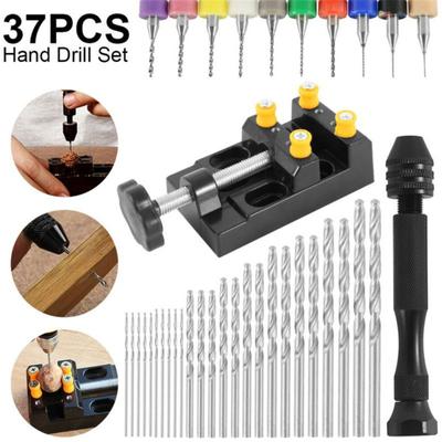 Jeu de forets à Torsion de précision, 37 pièces, étau à aiguille, Mini ensemble d'outils rotatifs manuels miniatures