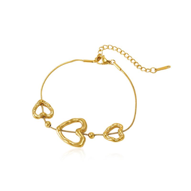 Heart Stainless Steel Bracelet For Women Tarnish Free 18K Gold Luxury Premium Titanium Steel Jewelry