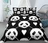 3D Cartoon Panda Duvet Cover Set Cute Panda Comforter Cover Bamboo Black White Bear Polyester Bedding Set For Boys Girls Teens