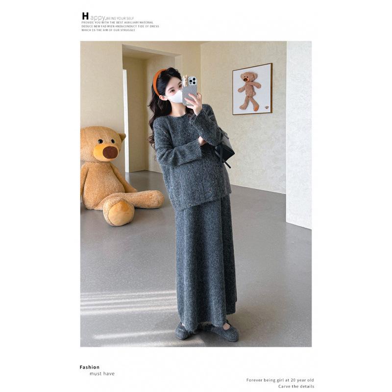

2025 Autumn/Winter French Loose Knit Maternity Sweater & Skirt Set 2XL