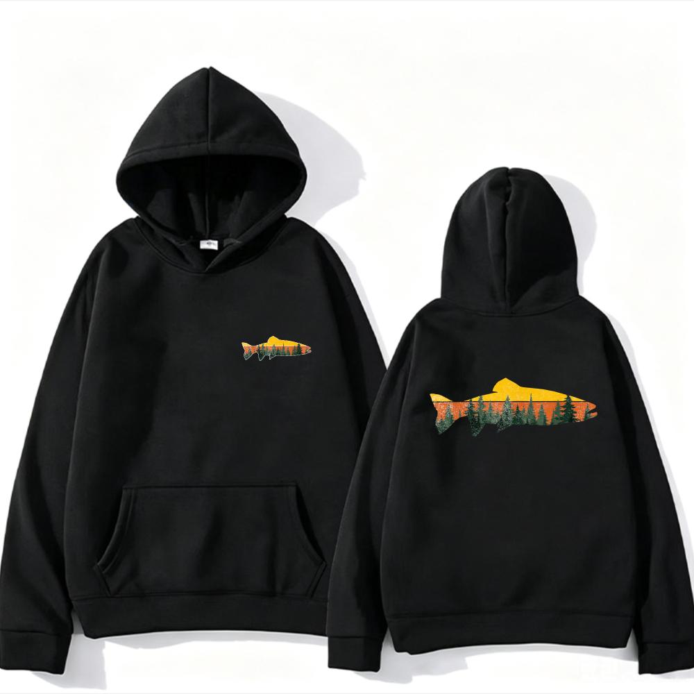 Trout Fly Fishing Outdoor Forest Nature Wildlife Fisherman Women Hoodie Autumn Winter Long Sleeve Y2k Harajuku Women Streetwear