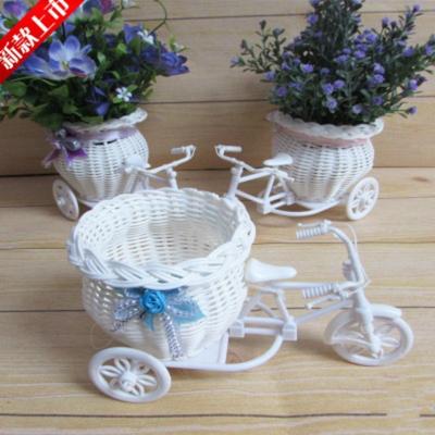 Nuovo 23*12.5*9 Cm Nuovo Creativo Bicicletta Forma Fiore Cestino Rattan Vaso Artigianato Decorazione Casa