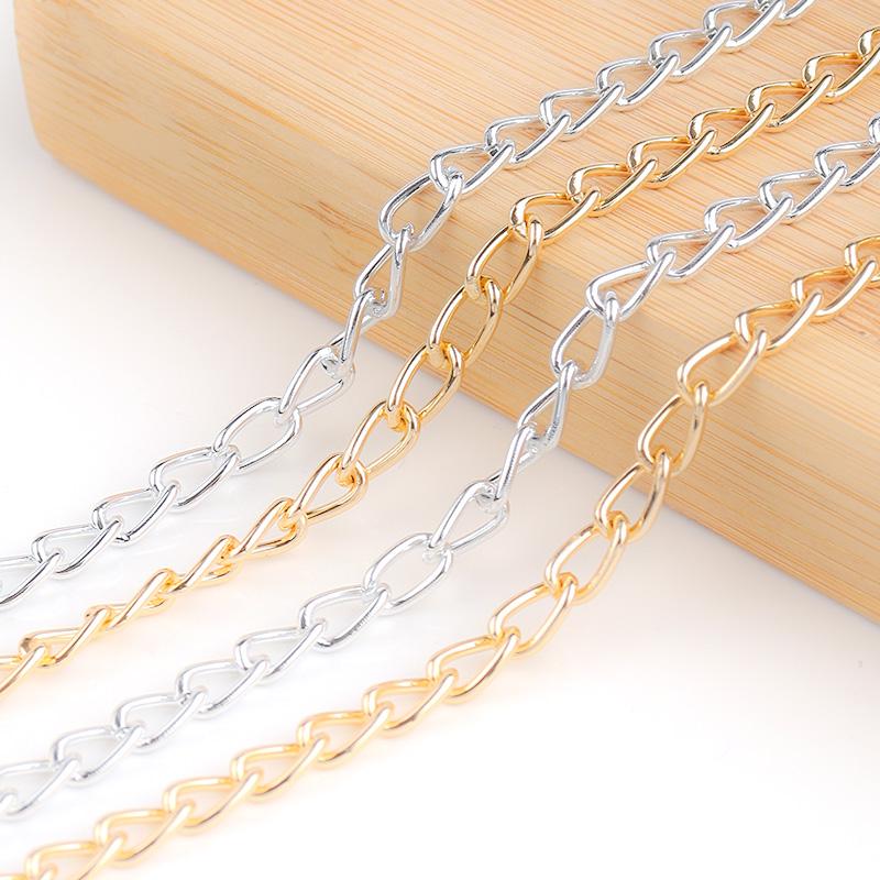 5 mètres/rouleau Couleur Or Argent Chaîne en Aluminium Chaîne Métallique Maillons de Chaîne Pour Fabrication de Bijoux Bracelets DIY Collier Apprêt de Bijoux