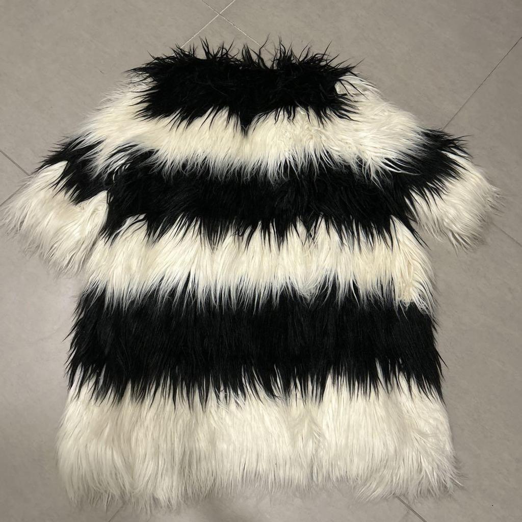 [USED] Excellent condition DIESEL faux fur coat in black and white