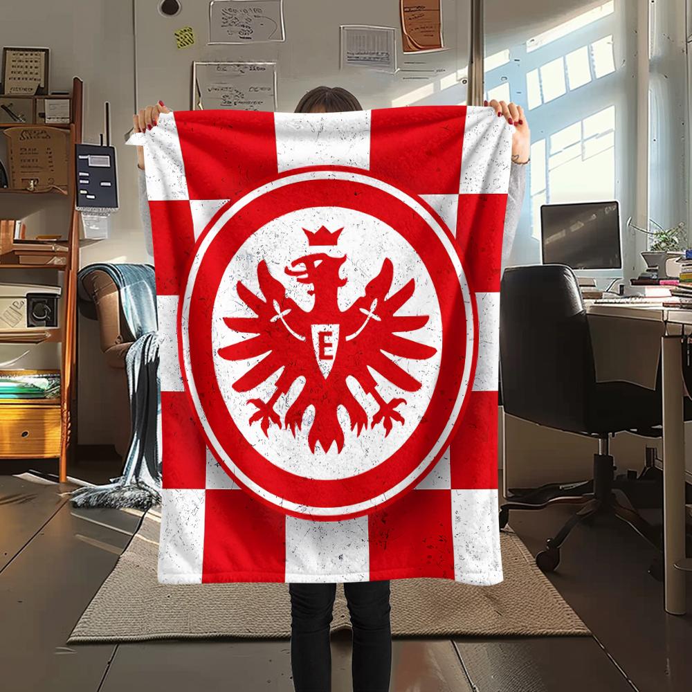 1PC Frankfurt Football Print Flannel Blanket, High quality All Seasons, Home Decor, Warmth and Comfort, Perfect for Christmas Gifts