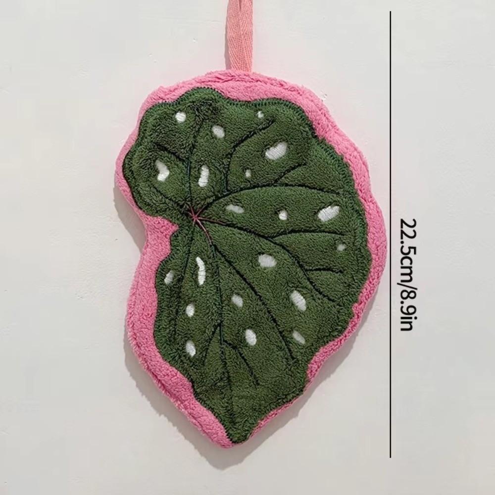 Cartoon Leaf Kitchen Handkerchief Coral Velvet Bathroom Kerchief High Quality Hand Towel  Kitchen