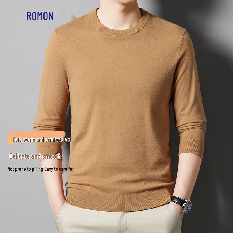 Romon Men's Autumn/Winter Round Neck Pullover Knit Sweater