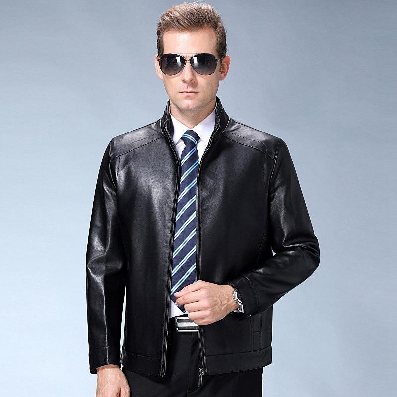 Jaqueta de couro genuíno de ovelha para homens, jaqueta de pele de cabra para pessoas de meia-idade e idosos, jaqueta casual espessa de veludo de inverno para o pai