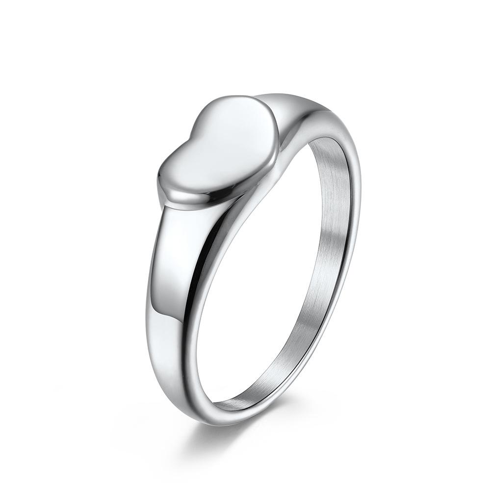 Stainless Steel Heart-shaped Love Women s Ring Ring Jewelry 5#