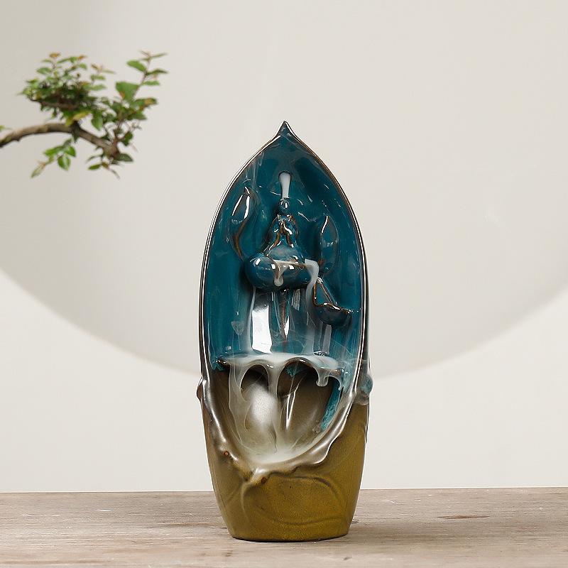 

Creative Backflow Incense Burner Aromatherapy Furnace Aromatic Home Teahouse Decor Crafts Incense Holder небо синє кольору