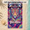 Leopard Theme Soft Beach Towel Personalized Custom Name Text Towel Portable for Beach Pool Travel
