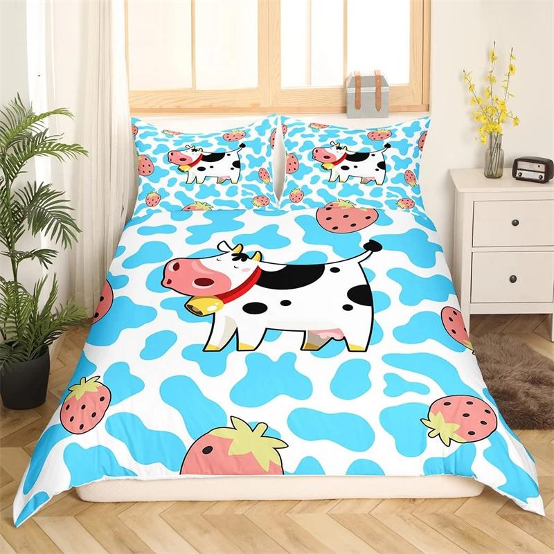 Cowhide King Queen Duvet Cover Patchwork Cow Fur Print Bedding Set Animal Quilt Cover Western Cowboy Polyester Comforter Cover