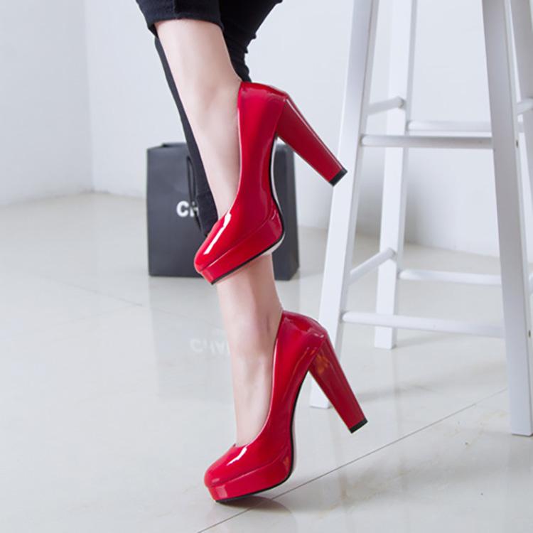 Women's Plus Size High Heels Simple Shoes Casual Pointed Toe Thick Heel Work Single Shoes Solid Color 34-42