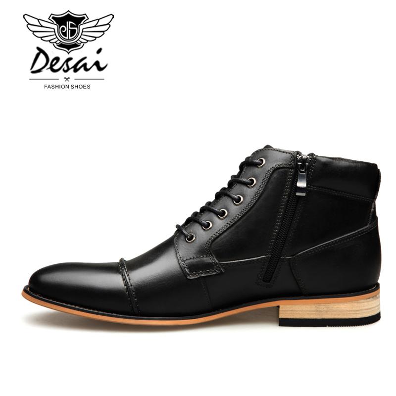 Fashion New Men’s Shoes Winter New Men's Casual High-Top Shoes Genuine Leather Boots High Boots Oxfords Men's Large Size Shoes 7.5-13