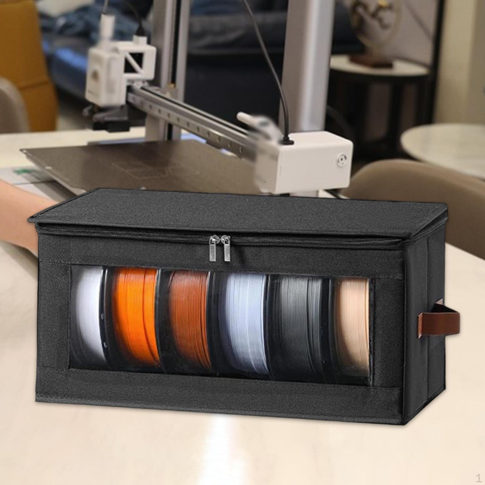 

Filament Storage Box Container Black Visibility Window Sealing Protection Holds 6 Rolls Organizer