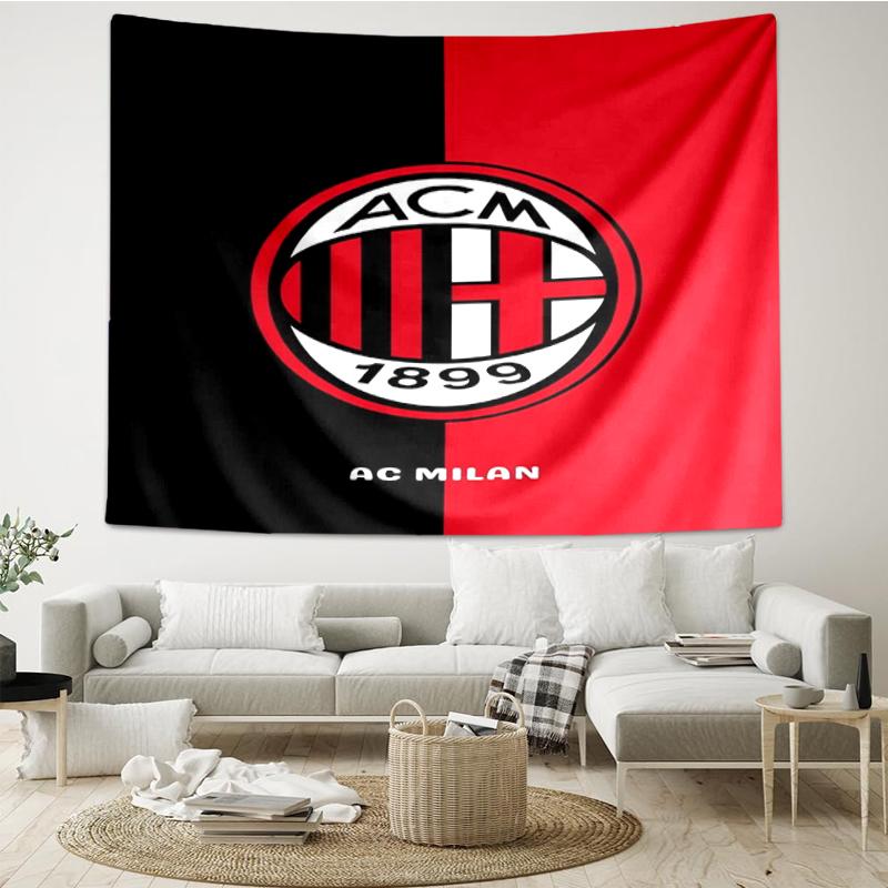 AC Milan Print Tapestry, Backdrop, Easy Setup, Ideal for Bedroom, Office & Living Room, with Aesthetic Wall Hanging Decor.
